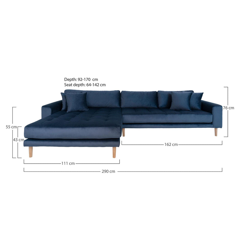 Lido Blue Fabric Left Hand Facing Lounge Sofa with Natural Legs-6
