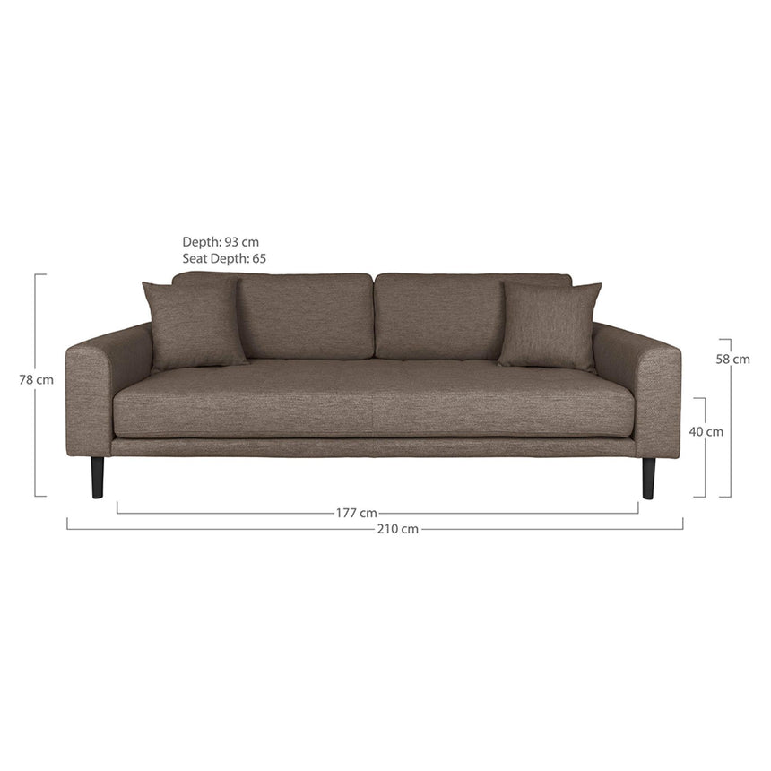 Lido Brown Fabric 3 Seater Sofa-5