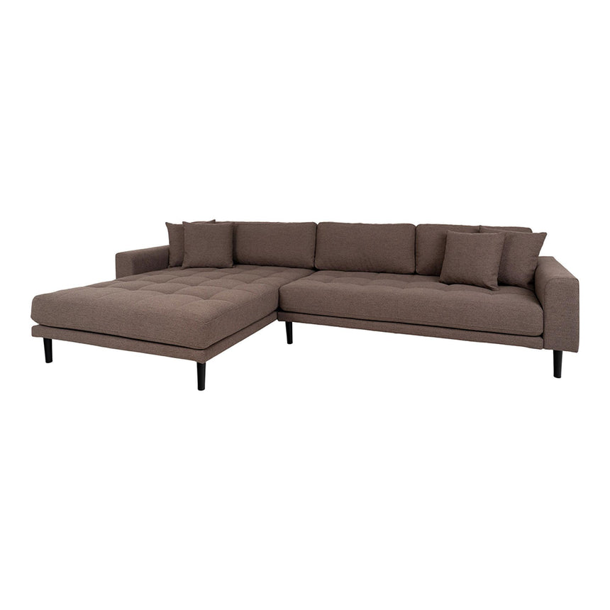 Lido Brown Fabric Left Hand Facing Lounge Sofa with Black Legs-2