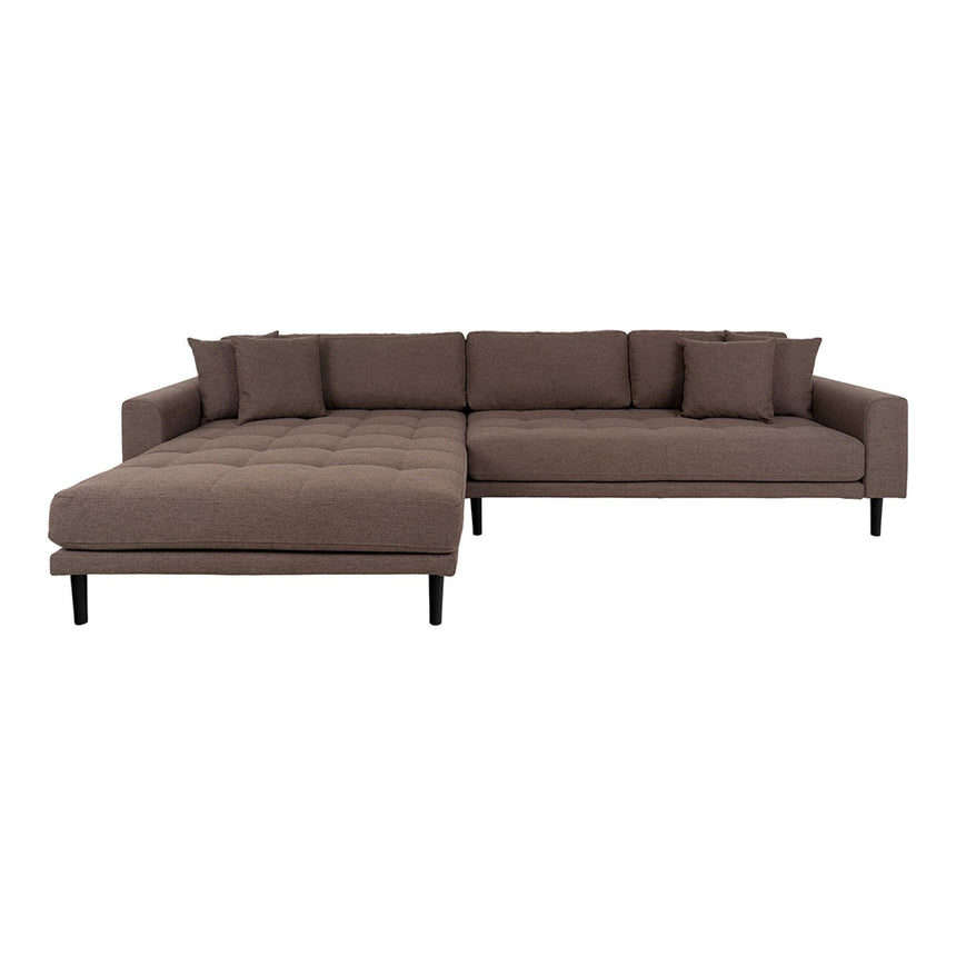 Lido Brown Fabric Left Hand Facing Lounge Sofa with Black Legs-3