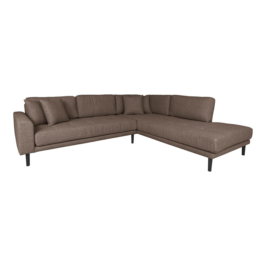 Lido Brown Fabric Right Hand Facing Corner Sofa Open End with Black Legs-2
