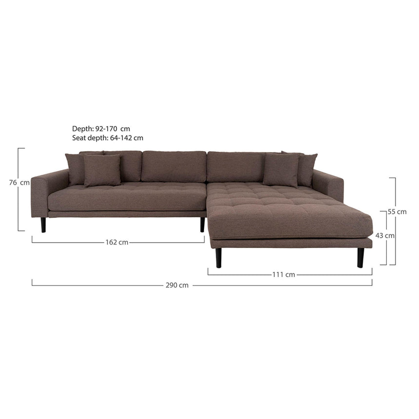 Lido Brown Fabric Right Hand Facing Lounge Sofa with Black Legs-5