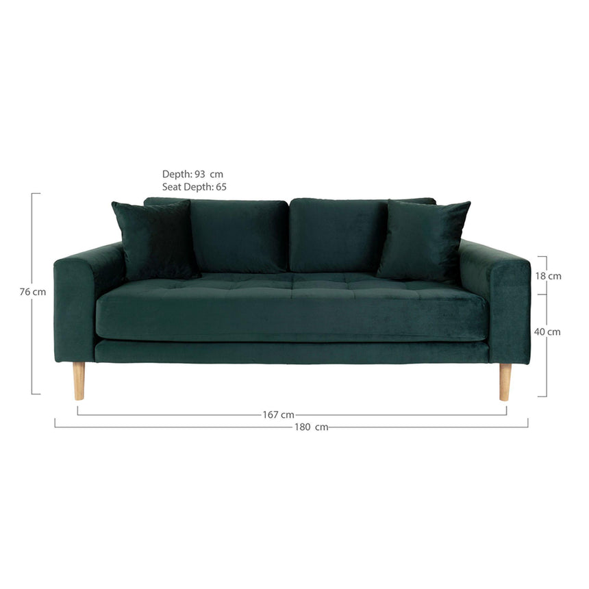 Lido Dark Green Fabric 2.5 Seater Sofa-6