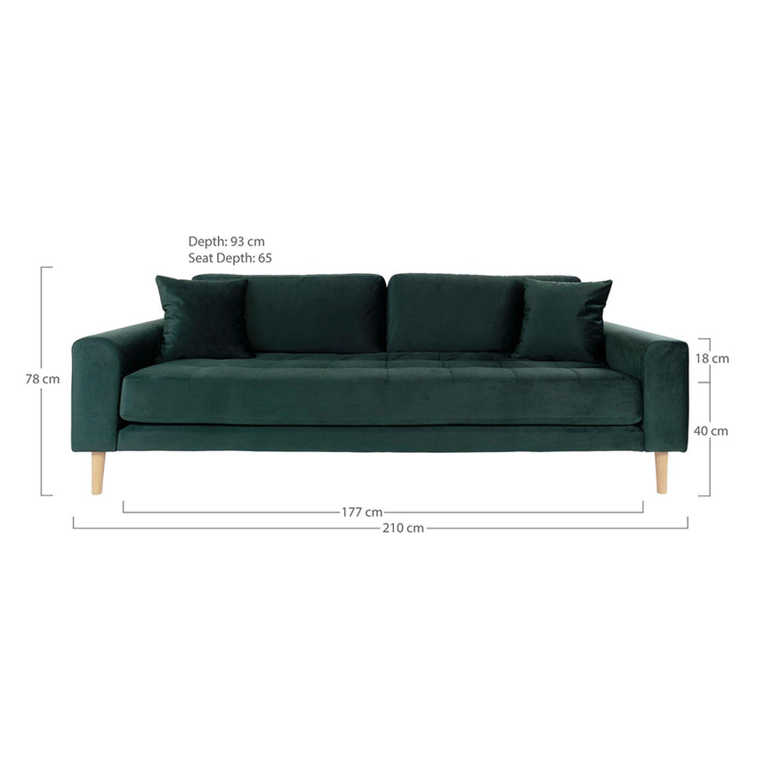 Lido Dark Green Fabric 3 Seater Sofa-5