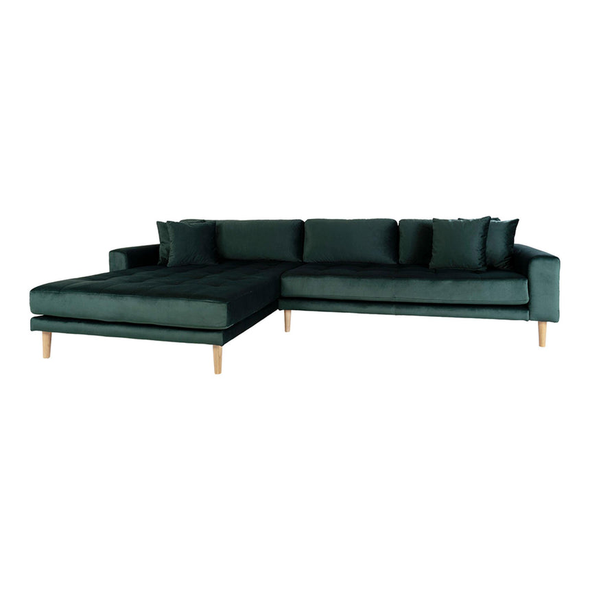Lido Dark Green Left Hand Facing Lounge Sofa with Natural Legs-2
