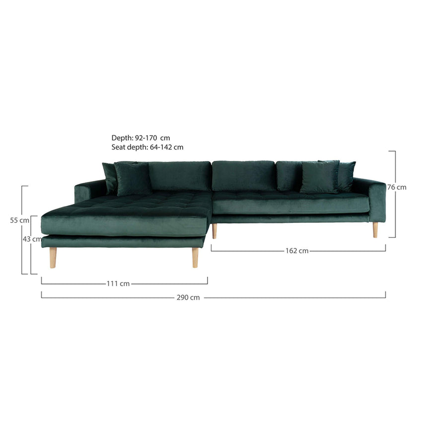 Lido Dark Green Left Hand Facing Lounge Sofa with Natural Legs-4