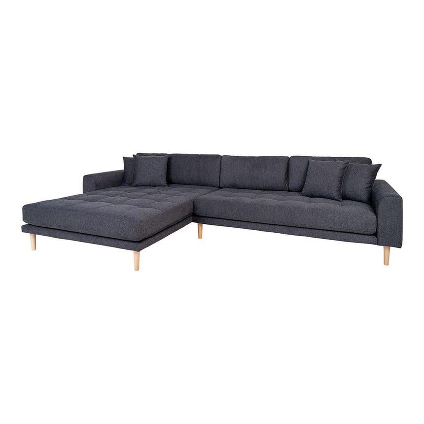 Lido Dark Grey Fabric Left Hand Facing Lounge Sofa with Natural Legs-2