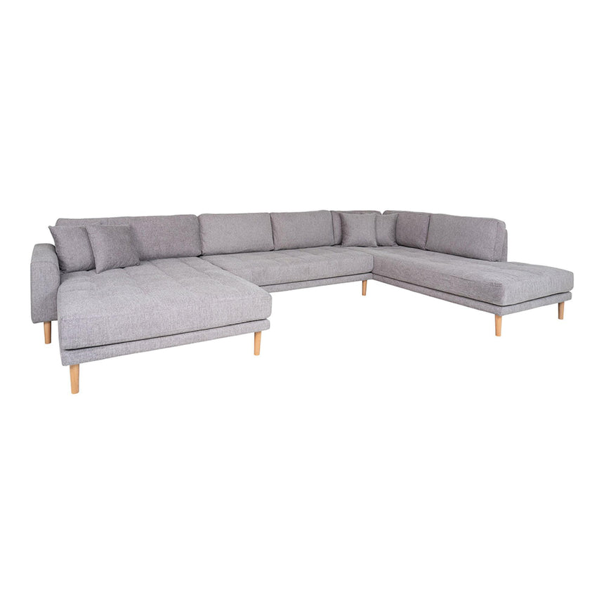 Lido Grey Fabric Left Hand Facing U-Sofa Open End with Natural Legs-2
