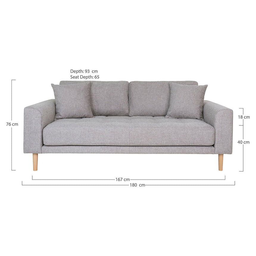 Lido Light Grey Fabric 2.5 Seater Sofa-4