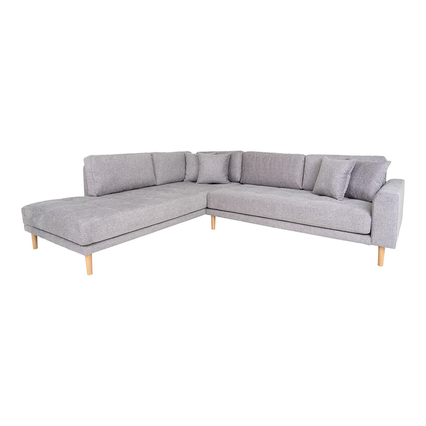 Lido Light Grey Fabric Left Hand Facing Corner Sofa Open End with Natural Legs-2