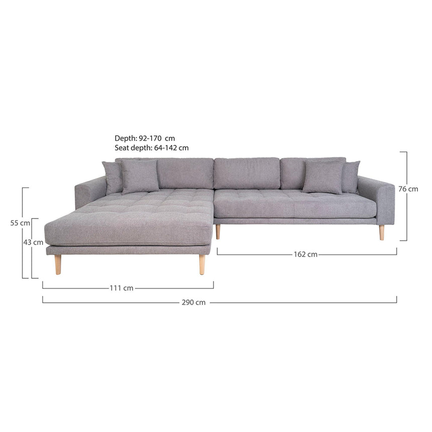 Lido Light Grey Fabric Left Hand Facing Lounge Sofa with Natural Legs-7