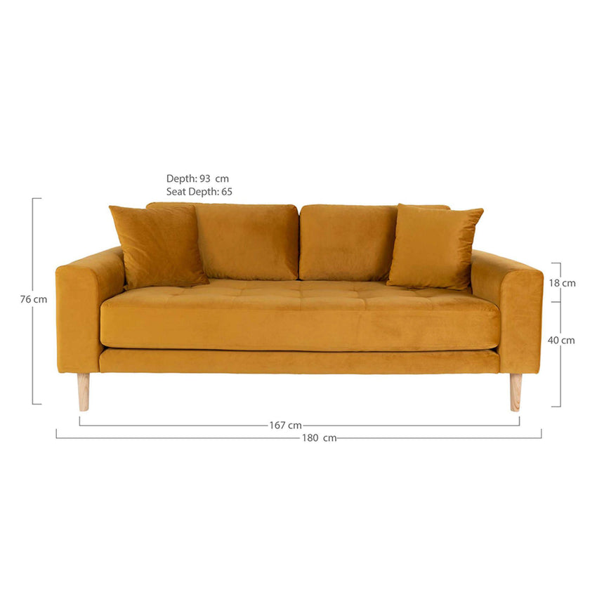 Lido Mustard Fabric 2.5 Seater Sofa-5