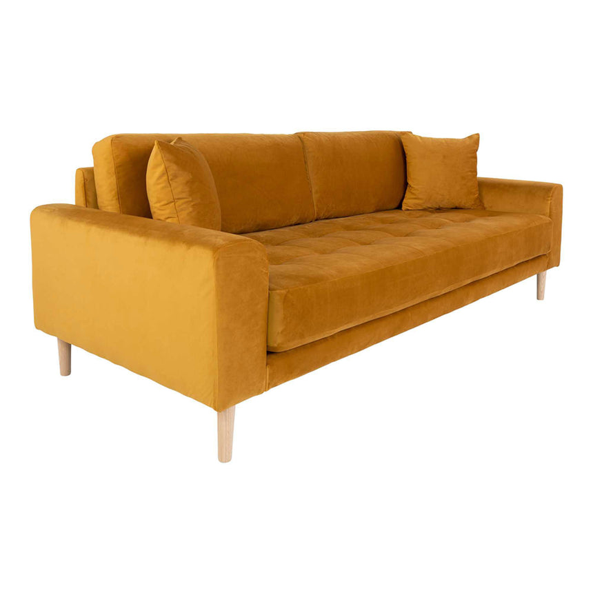 Lido Mustard Fabric 3 Seater Sofa-3