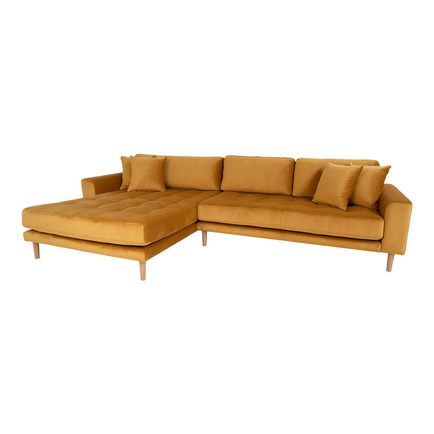 Lido Mustard Fabric Left Hand Facing Lounge Sofa with Natural Legs-3