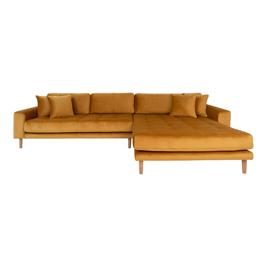 Lido Mustard Fabric Right Hand Facing Lounge Sofa with Natural Legs-2
