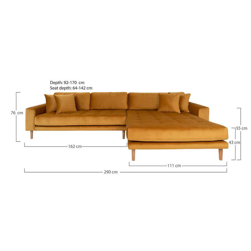 Lido Mustard Fabric Right Hand Facing Lounge Sofa with Natural Legs-5