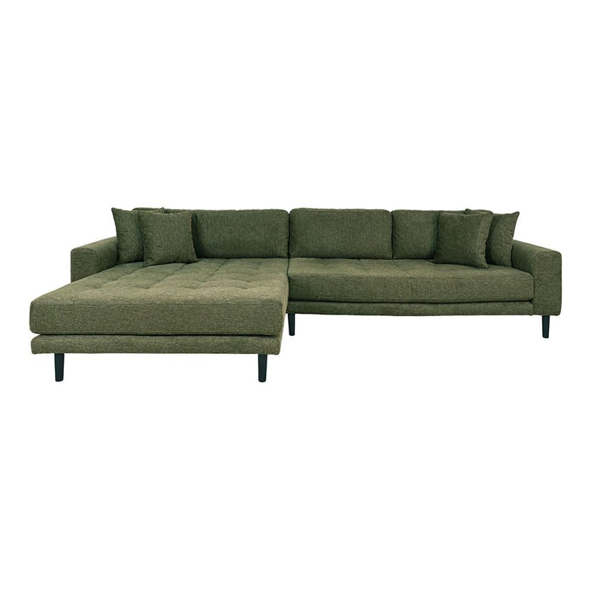Lido Olive Green Fabric Left Hand Facing Lounge Sofa with Black Legs-2