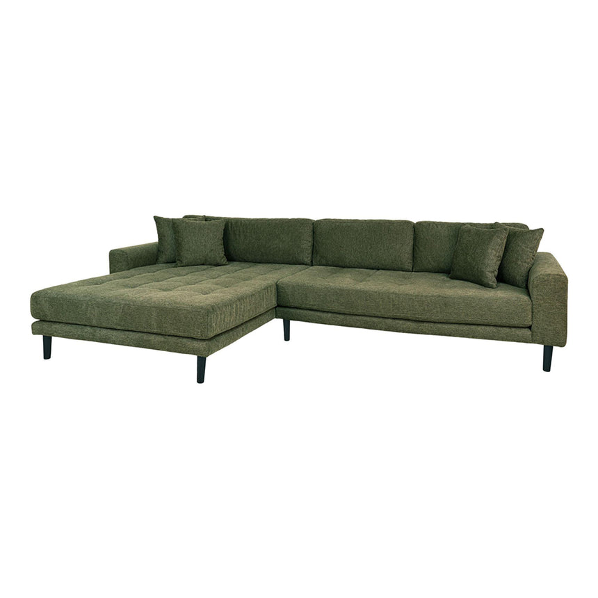 Lido Olive Green Fabric Left Hand Facing Lounge Sofa with Black Legs-3