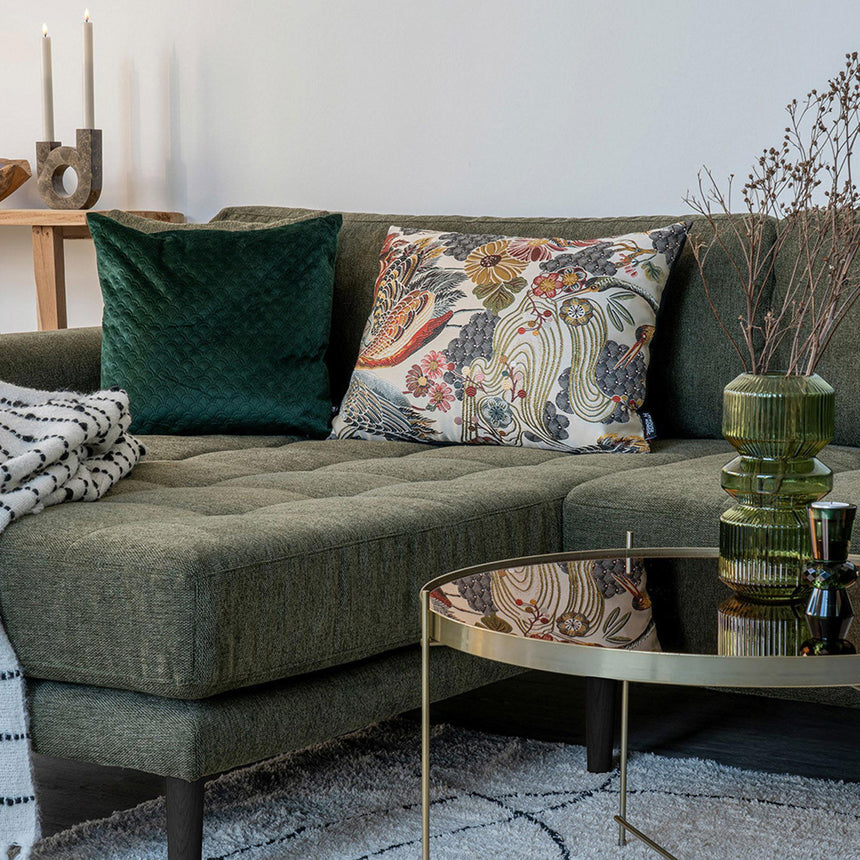 Lido Olive Green Fabric Left Hand Facing Lounge Sofa with Black Legs-5