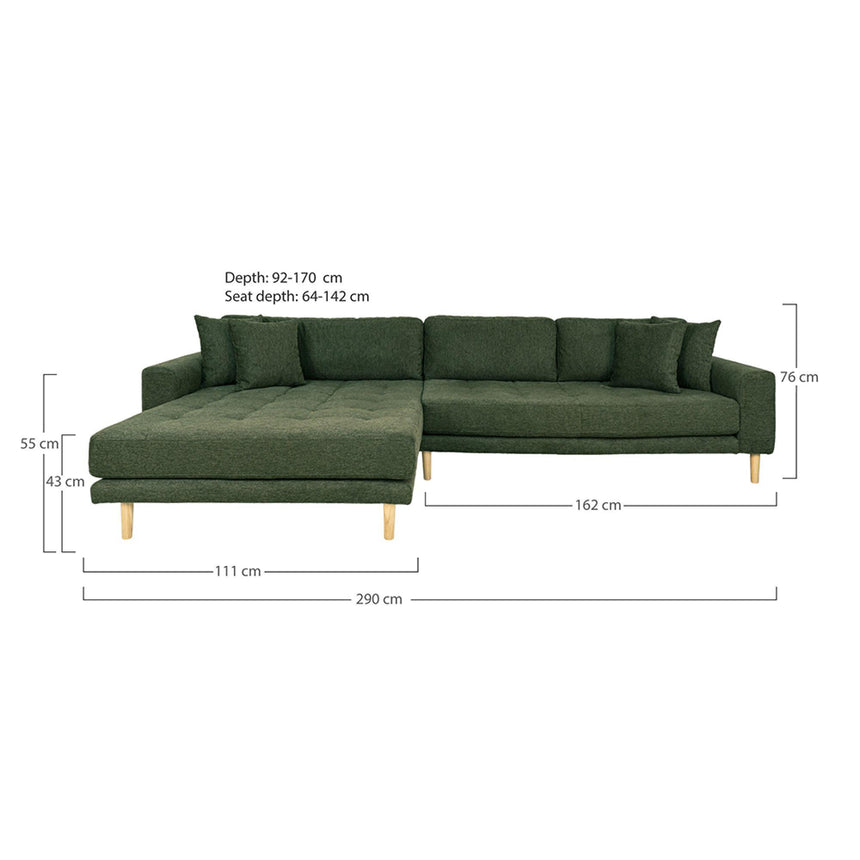 Lido Olive Green Fabric Left Hand Facing Lounge Sofa with Black Legs-7