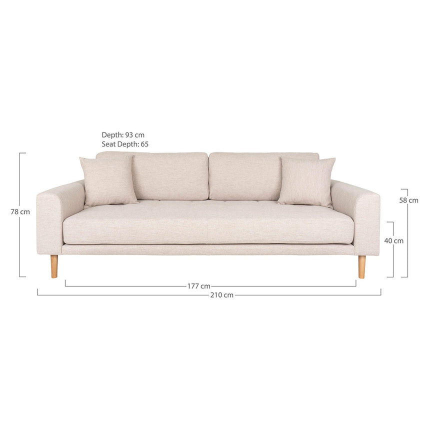 Lido Sand Fabric 3 Seater Sofa-5