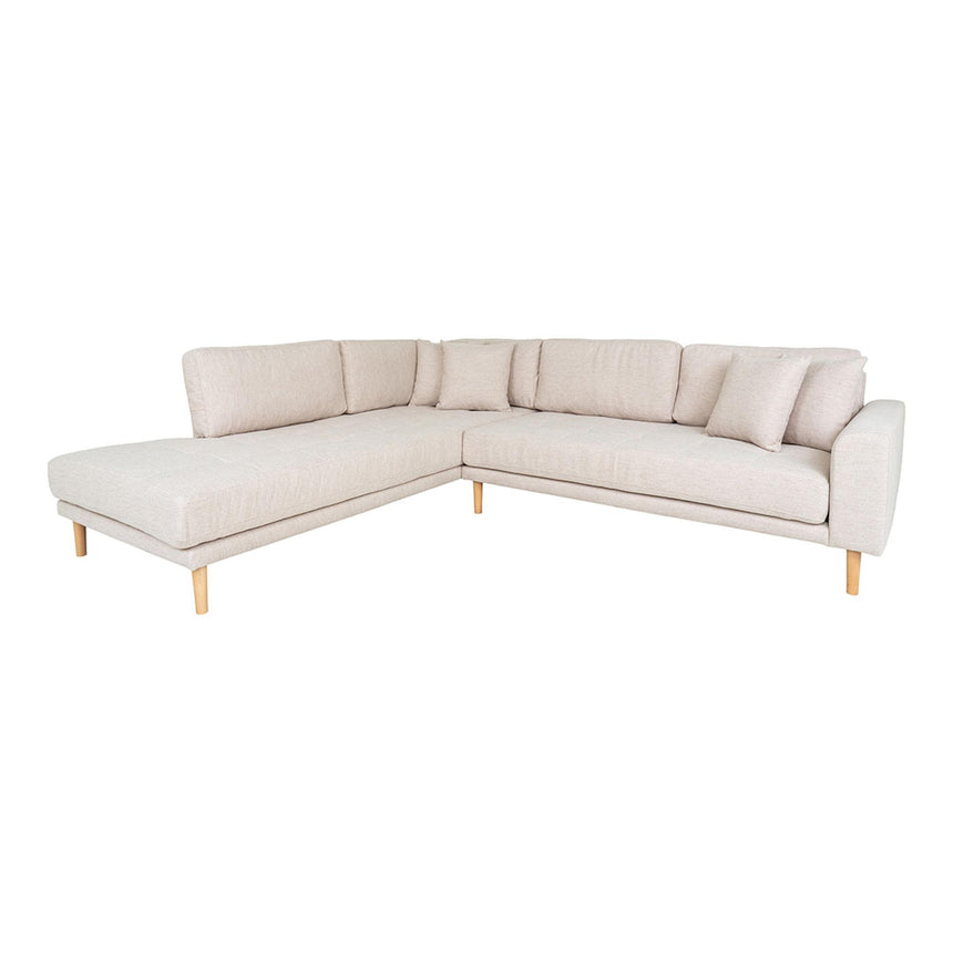 Lido Sand Fabric Left Hand Facing Corner Sofa Open End with Natural Legs-2