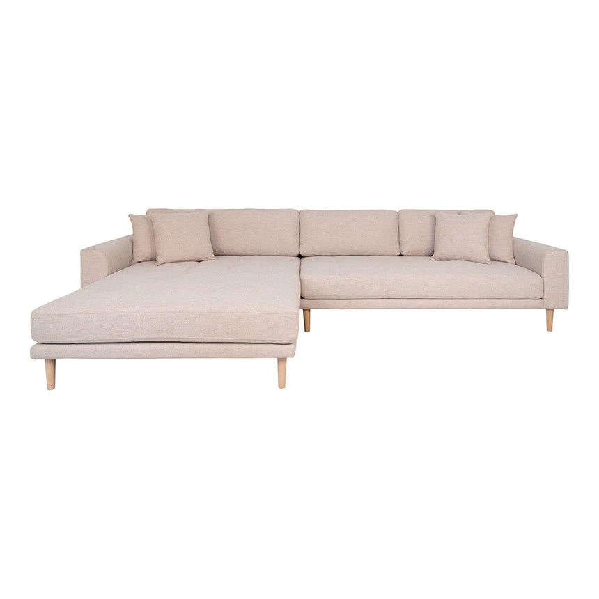 Lido Sand Fabric Left Hand Facing Lounge Sofa with Natural Legs-2