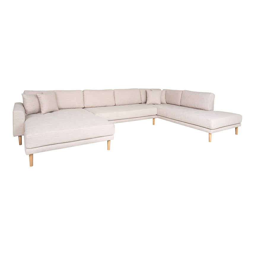 Lido Sand Fabric Left Hand Facing U-Sofa Open End with Natural Legs-2