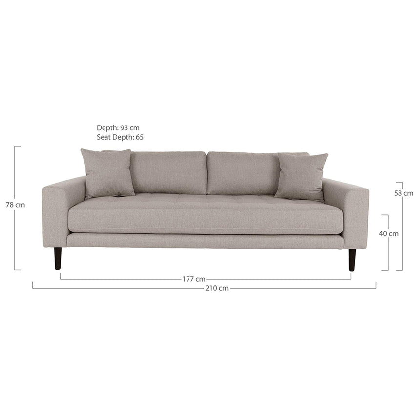 Lido Stone Fabric 3 Seater Sofa-4