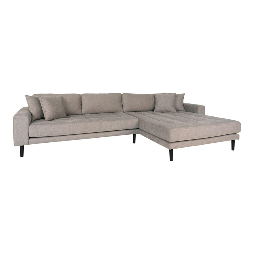 Lido Stone Fabric Right Hand Facing Lounge Sofa with Black Legs-3