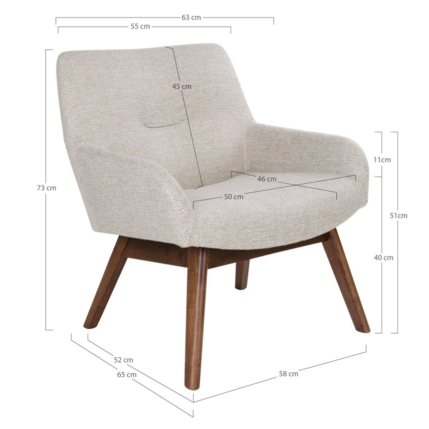 London Sand Fabric Lounge Chair with Walnut Legs-8