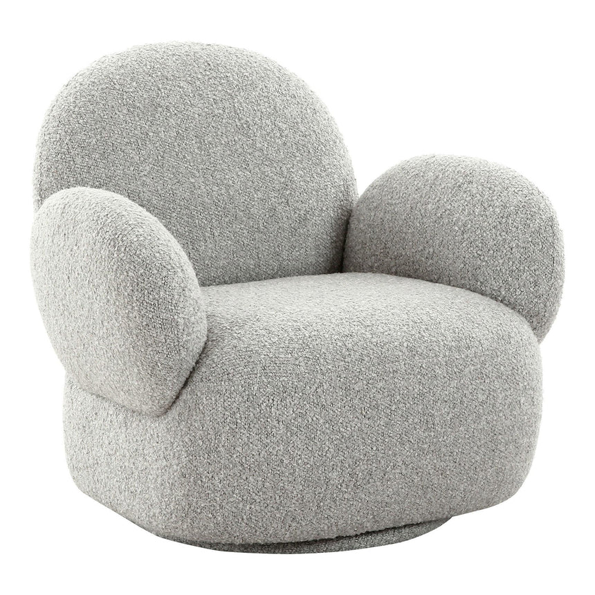 Messina Light Grey Boucle Fabric Swivel Lounge Chair-4