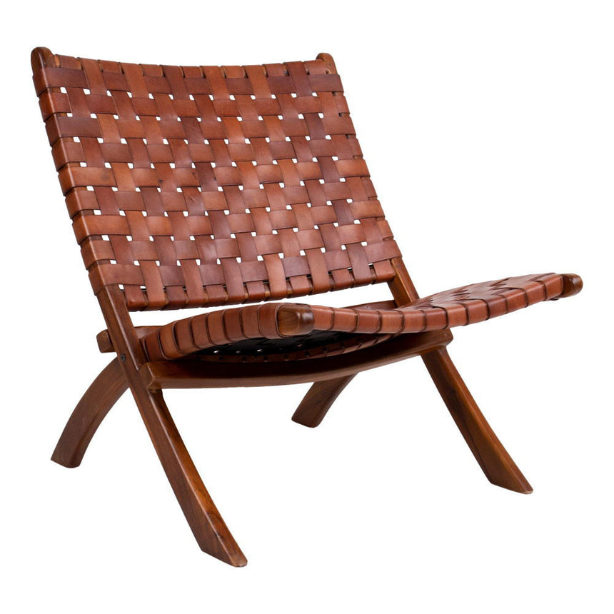 Perugia Brown Leather Folding Chair-3