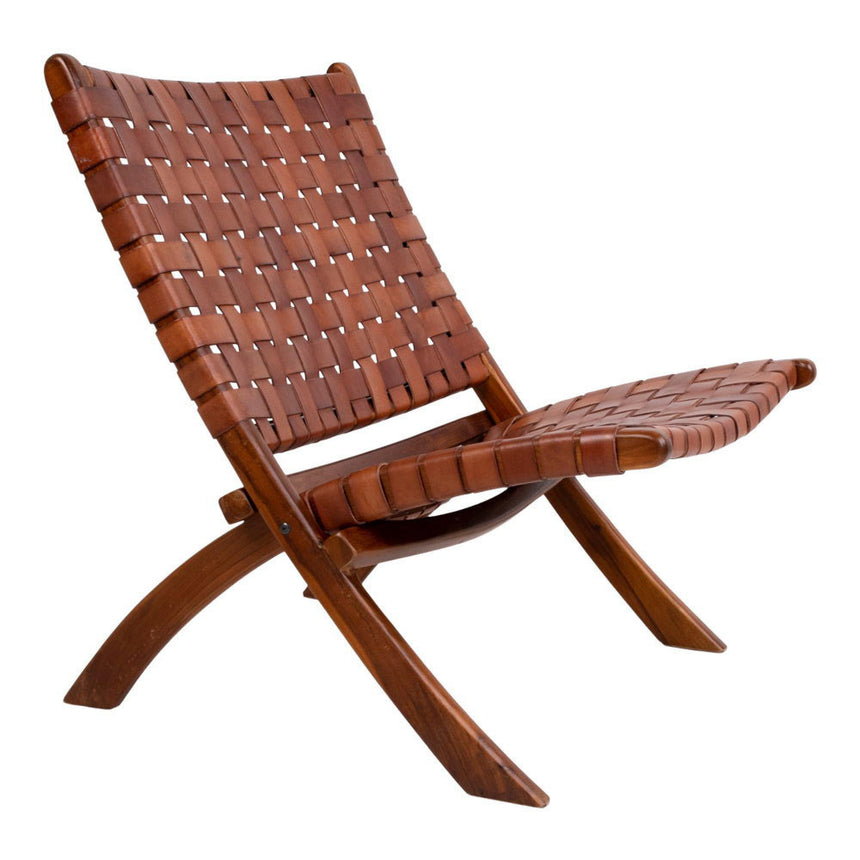 Perugia Brown Leather Folding Chair-4