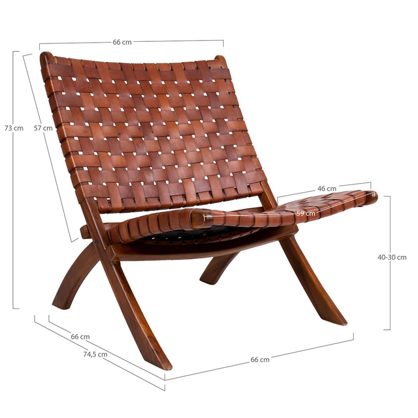 Perugia Brown Leather Folding Chair-8