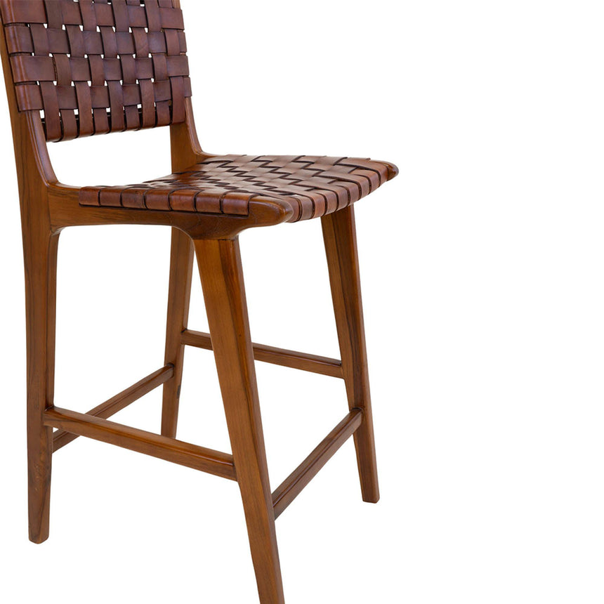 Perugia Brown Leather Bar Chair-5