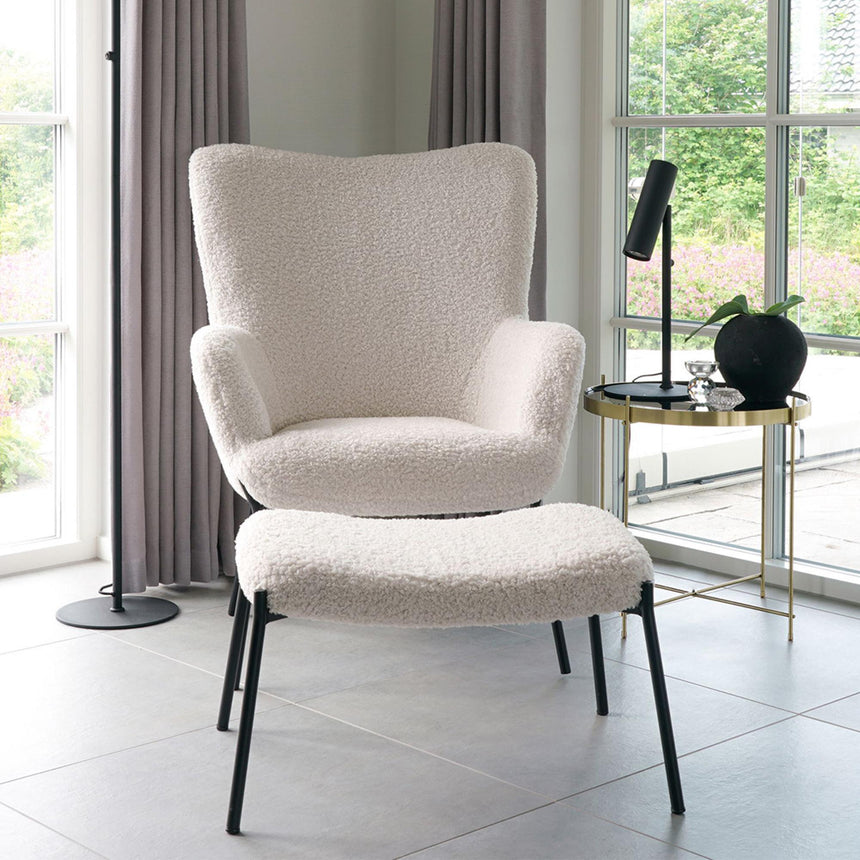 Glasgow White Faux Lambskin Armchair -6