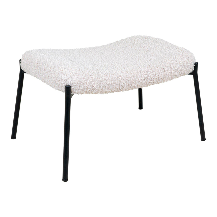 Glasgow White Faux Lambskin Footstool-3