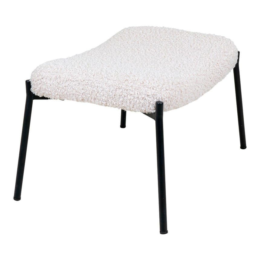 Glasgow White Faux Lambskin Footstool-4