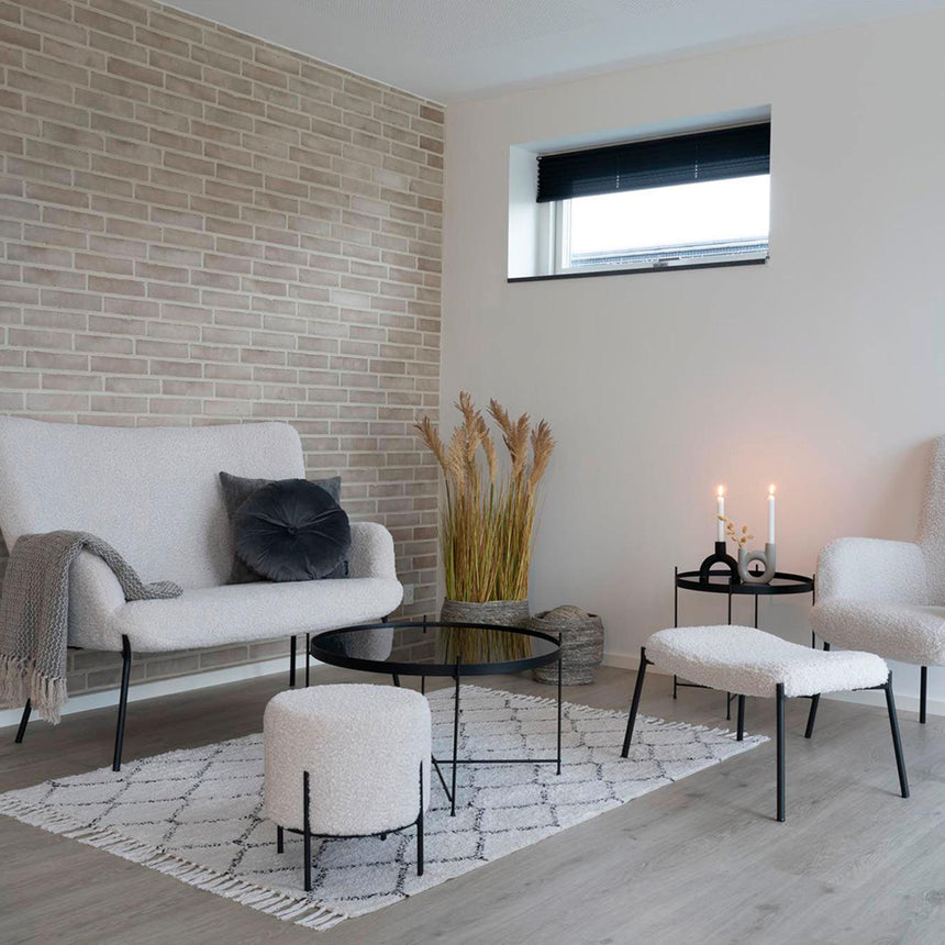 Glasgow White Faux Lambskin Footstool-5