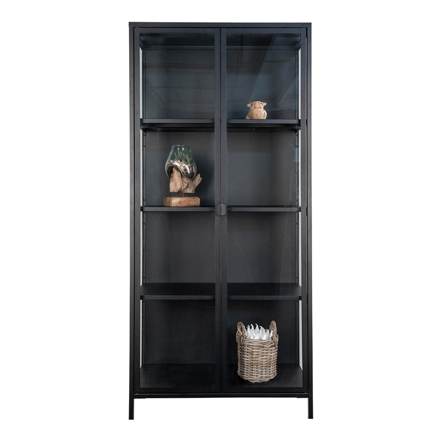 Nondalton Black Metal 2 Door Display Cabinet-3