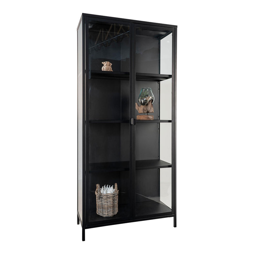 Nondalton Black Metal 2 Door Display Cabinet-4