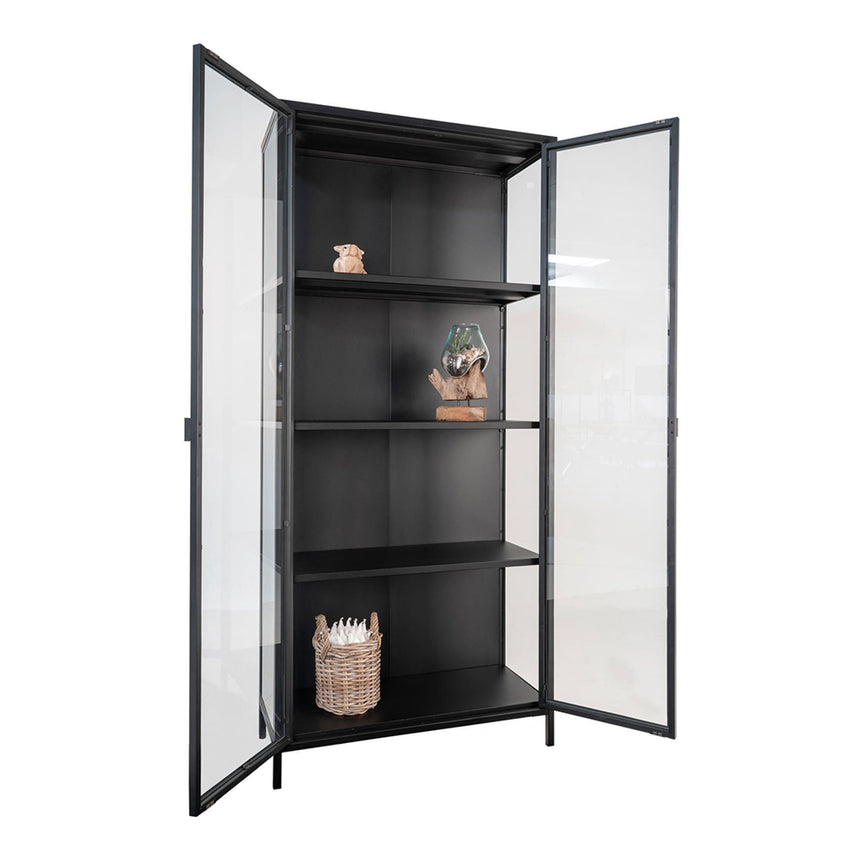 Nondalton Black Metal 2 Door Display Cabinet-6