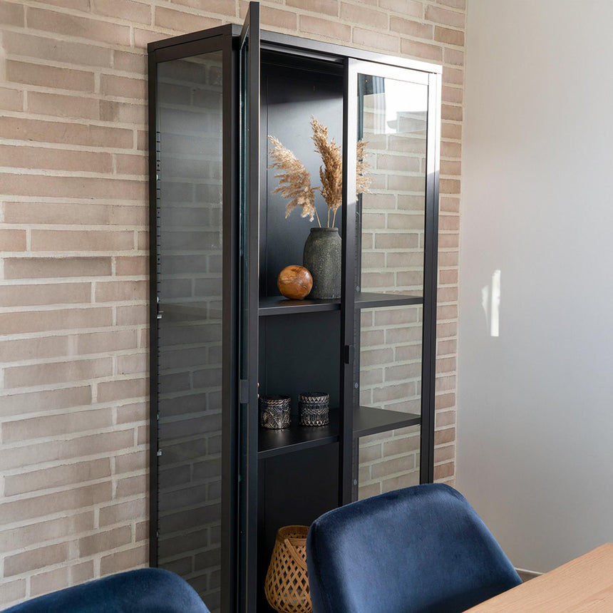 Nondalton Black Metal 2 Door Display Cabinet-7