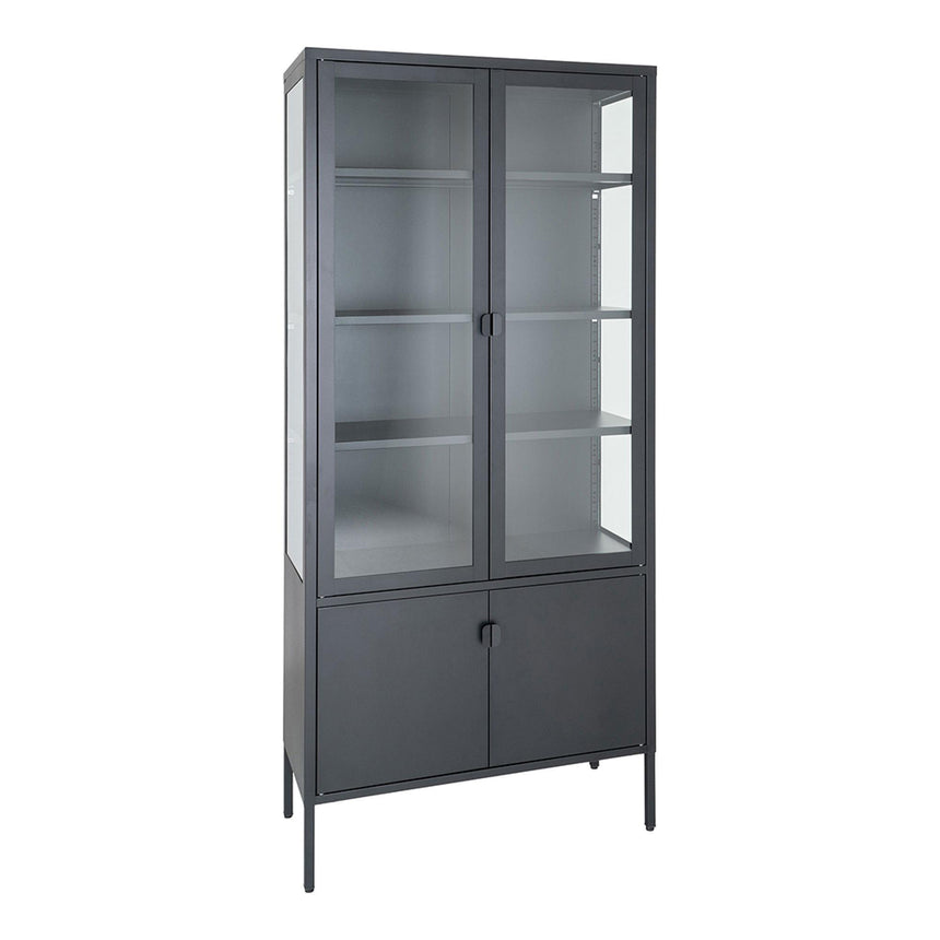 Nondalton Glass and Black Metal 4 Door Display Cabinet-4