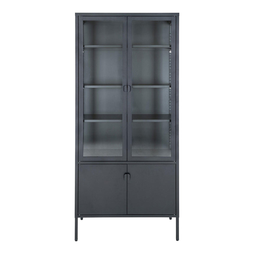 Nondalton Glass and Black Metal 4 Door Display Cabinet-5