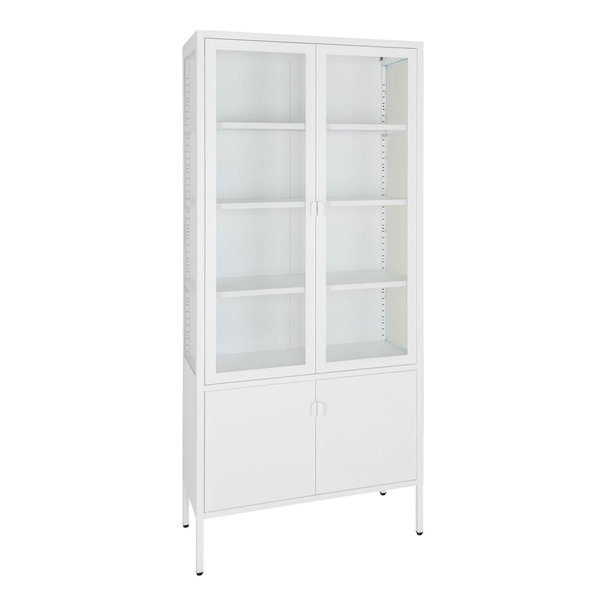 Nondalton Glass and White Metal 4 Door Display Cabinet-3