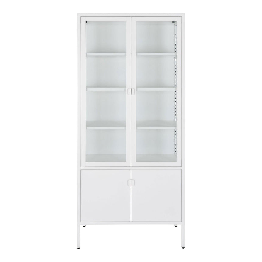 Nondalton Glass and White Metal 4 Door Display Cabinet-4