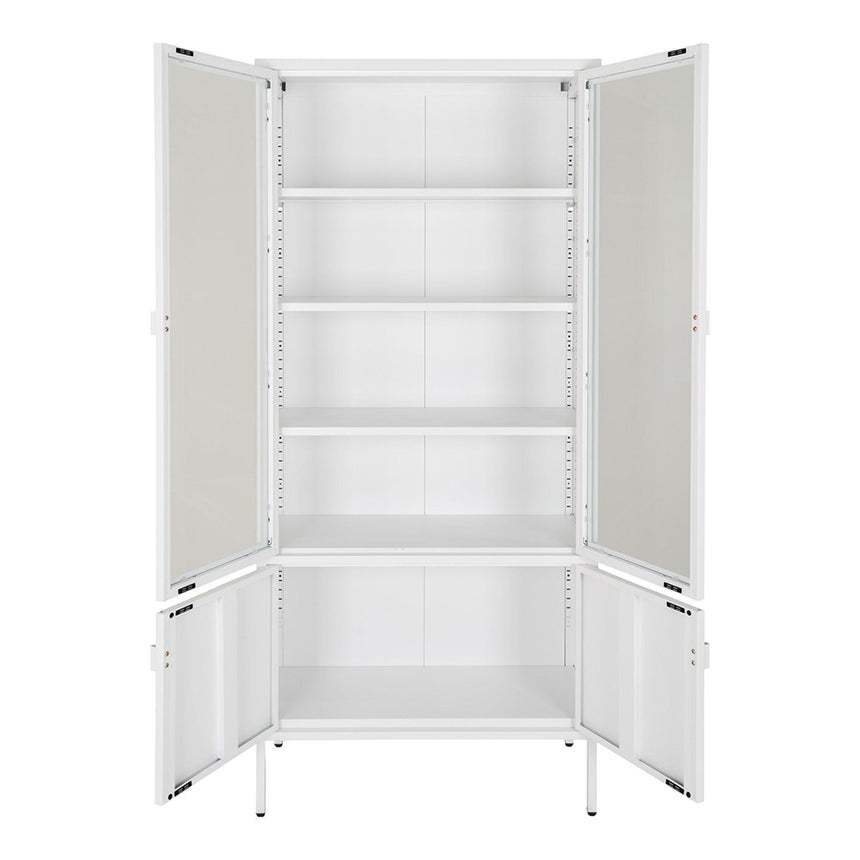 Nondalton Glass and White Metal 4 Door Display Cabinet-5