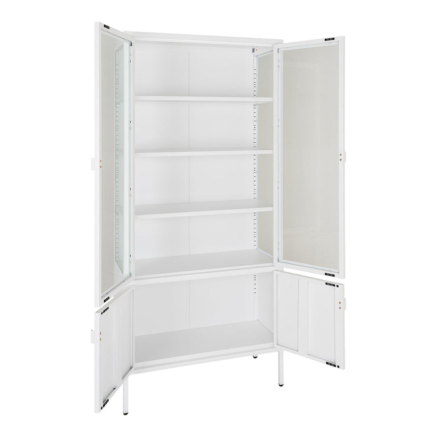 Nondalton Glass and White Metal 4 Door Display Cabinet-6